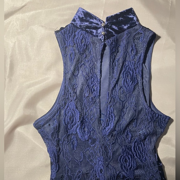 Revamped Dark Blue Velvet Dress - Picture 1 of 6